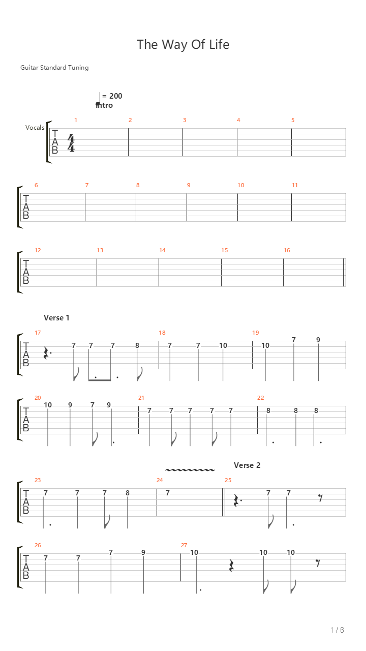 The Way Of Life吉他谱