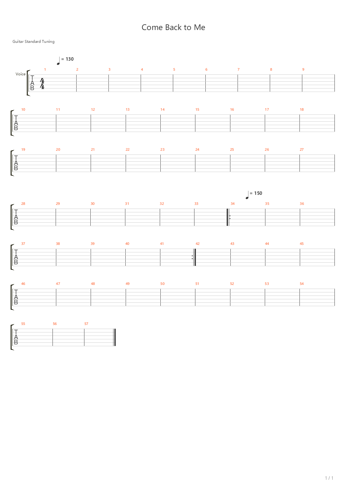Come Back To Me吉他谱