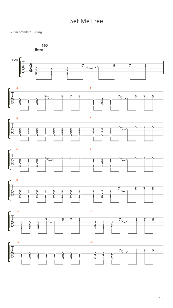 Set Me Free吉他谱