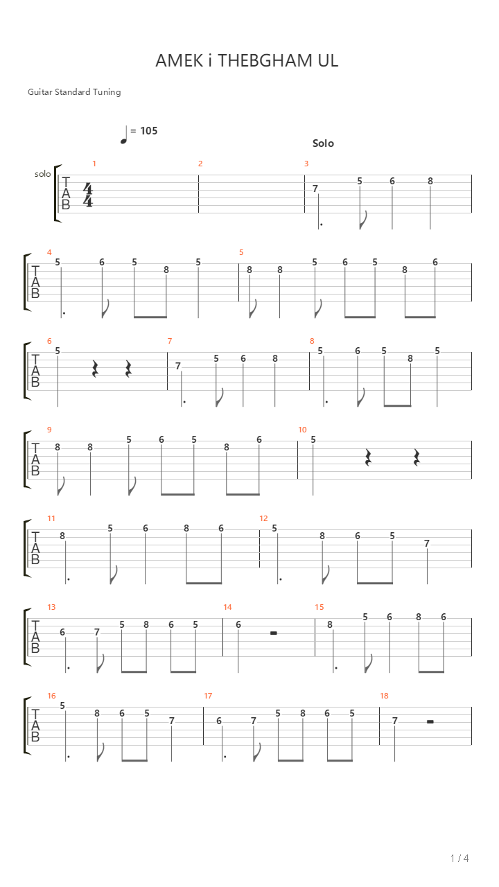 Amek Ithebghame Ul吉他谱
