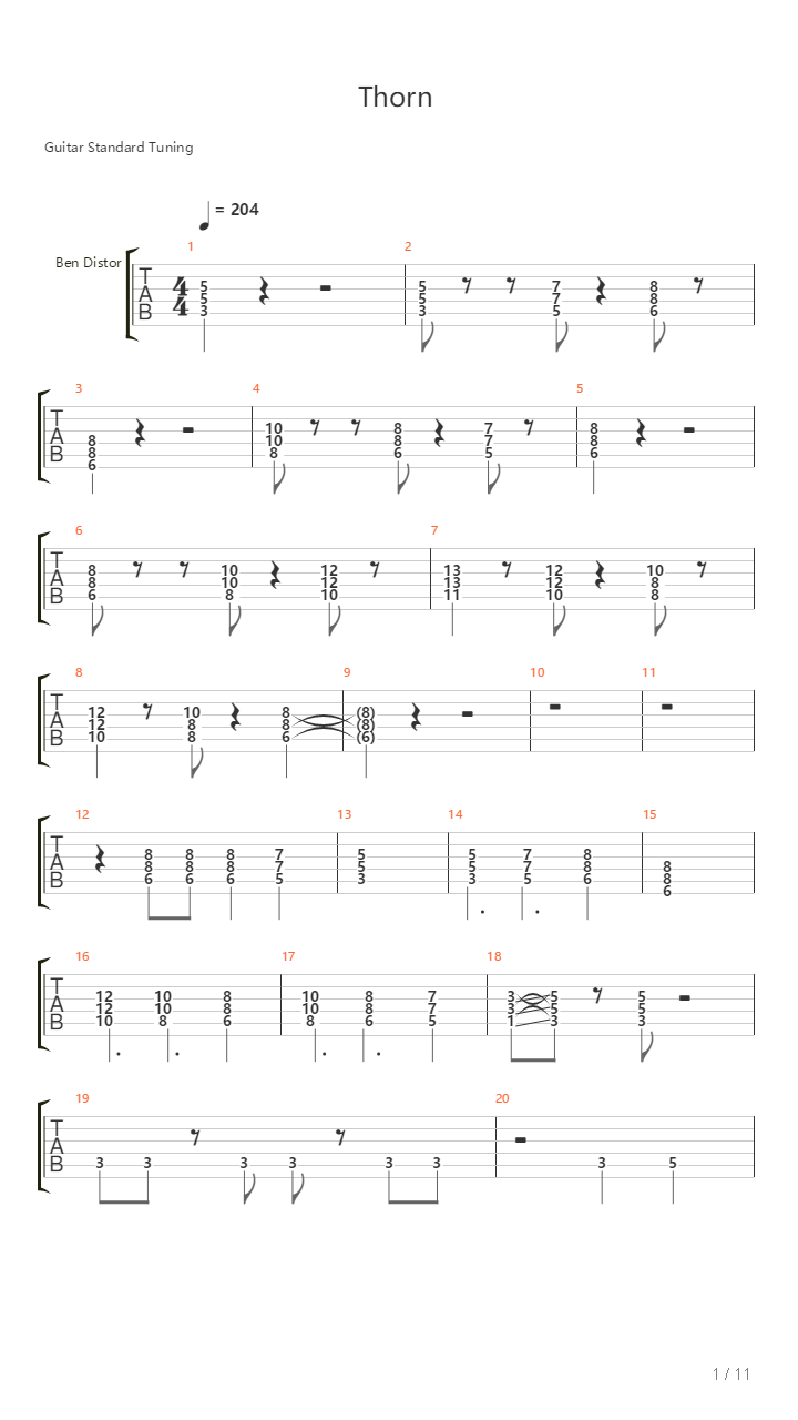 Thorn吉他谱