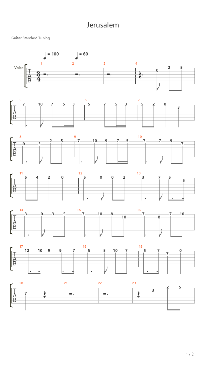 Jerusalem吉他谱