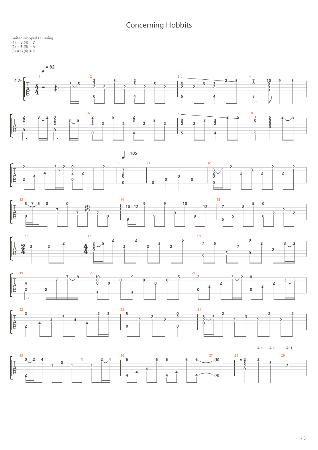 Concerning Hobbits吉他谱