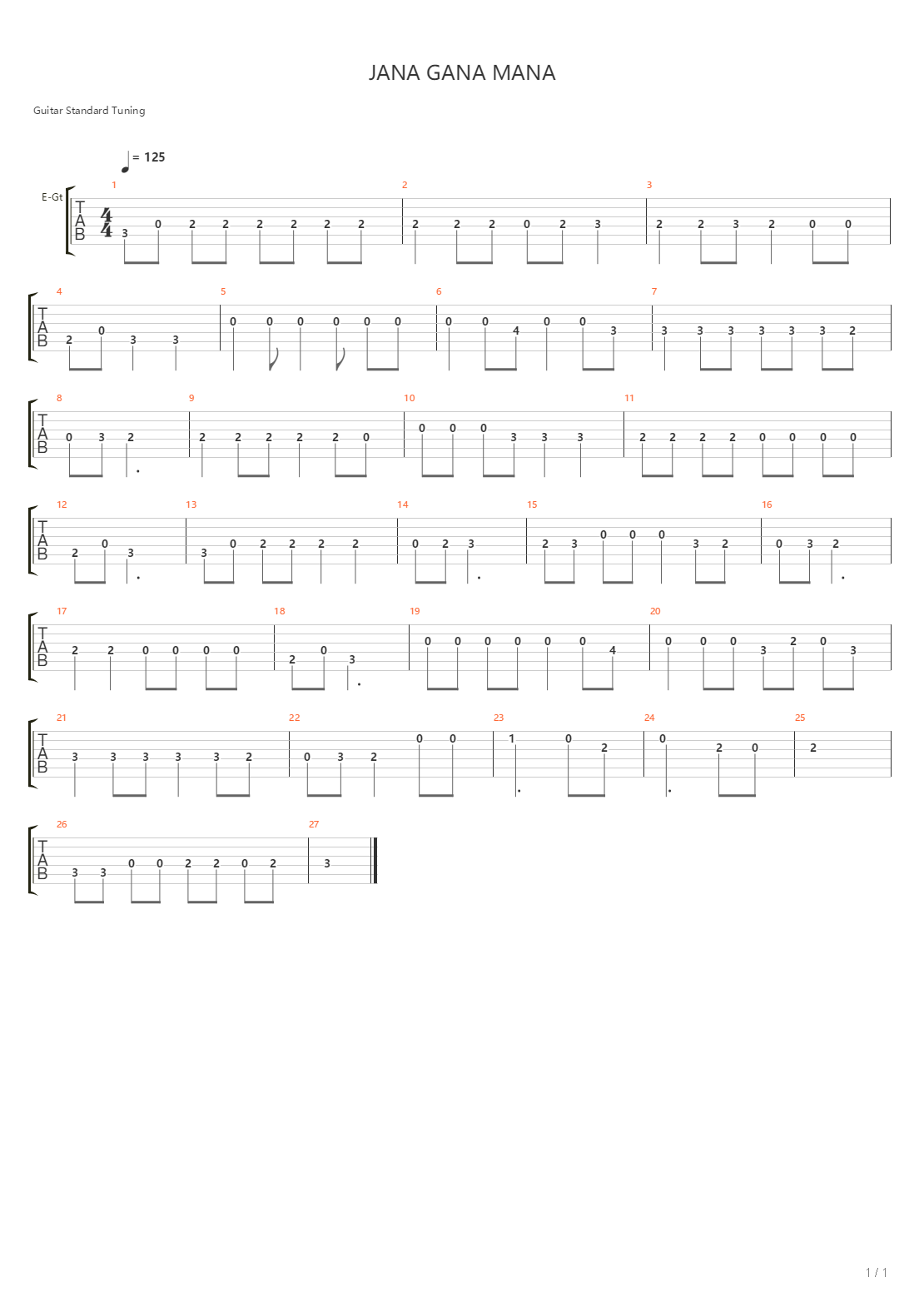 Jana Gana Mana吉他谱