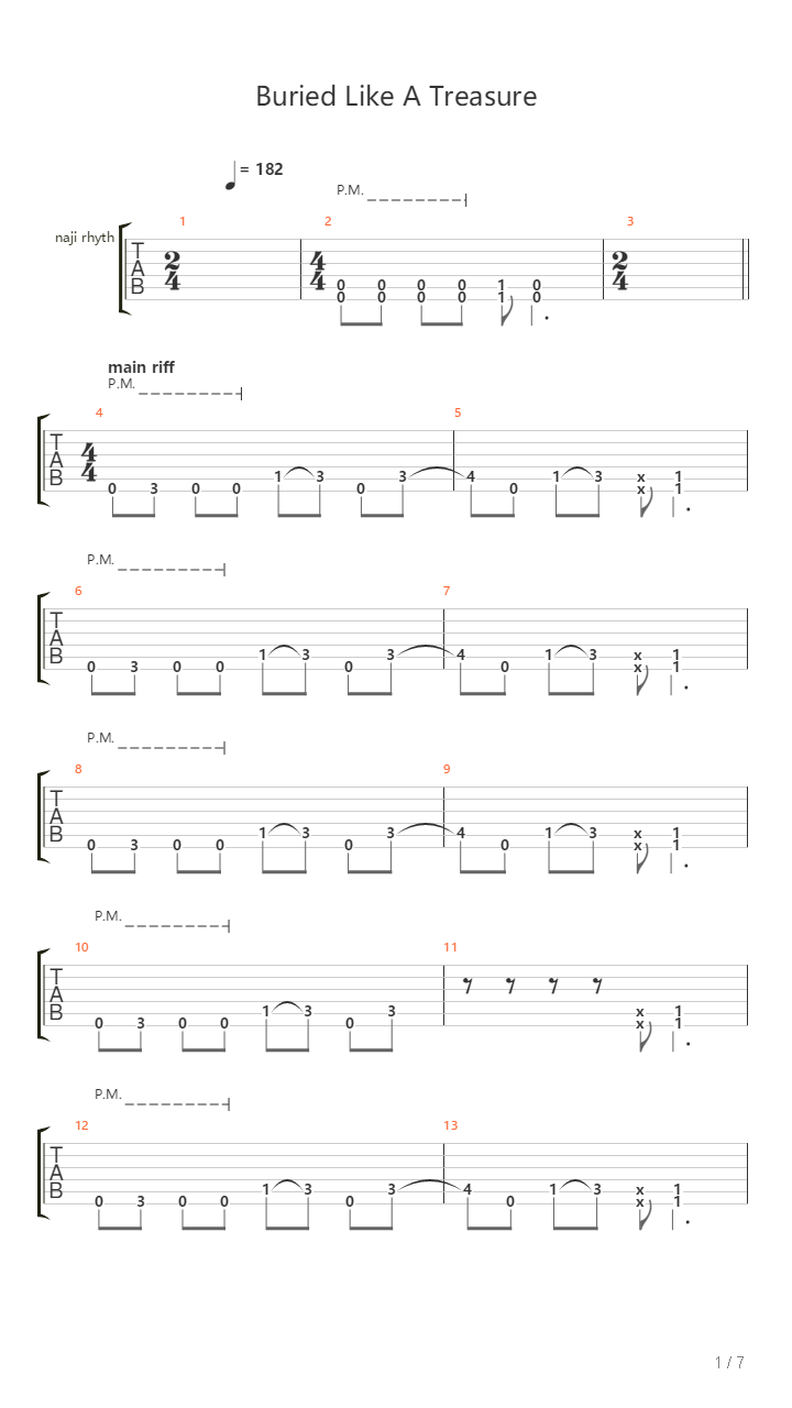 Buried Like A Treasure吉他谱