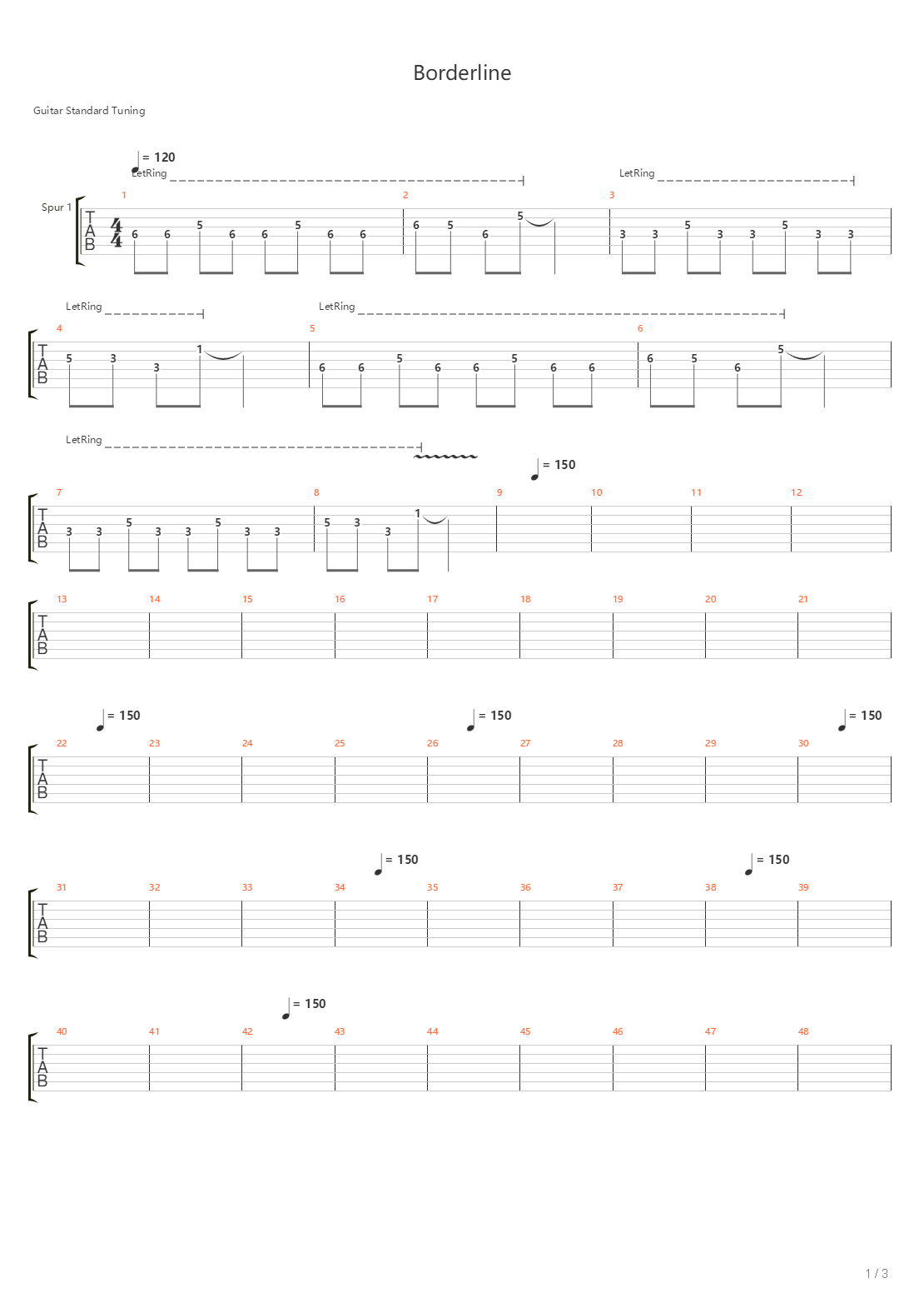 Borderline吉他谱