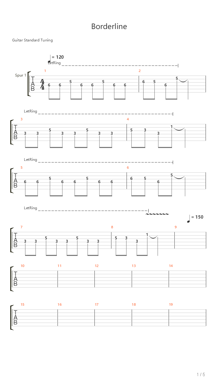 Borderline吉他谱