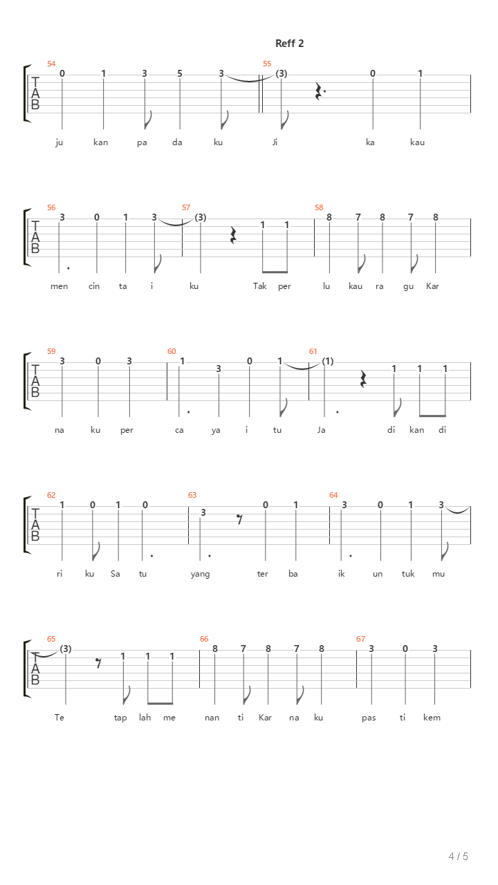 Tunjukan吉他谱