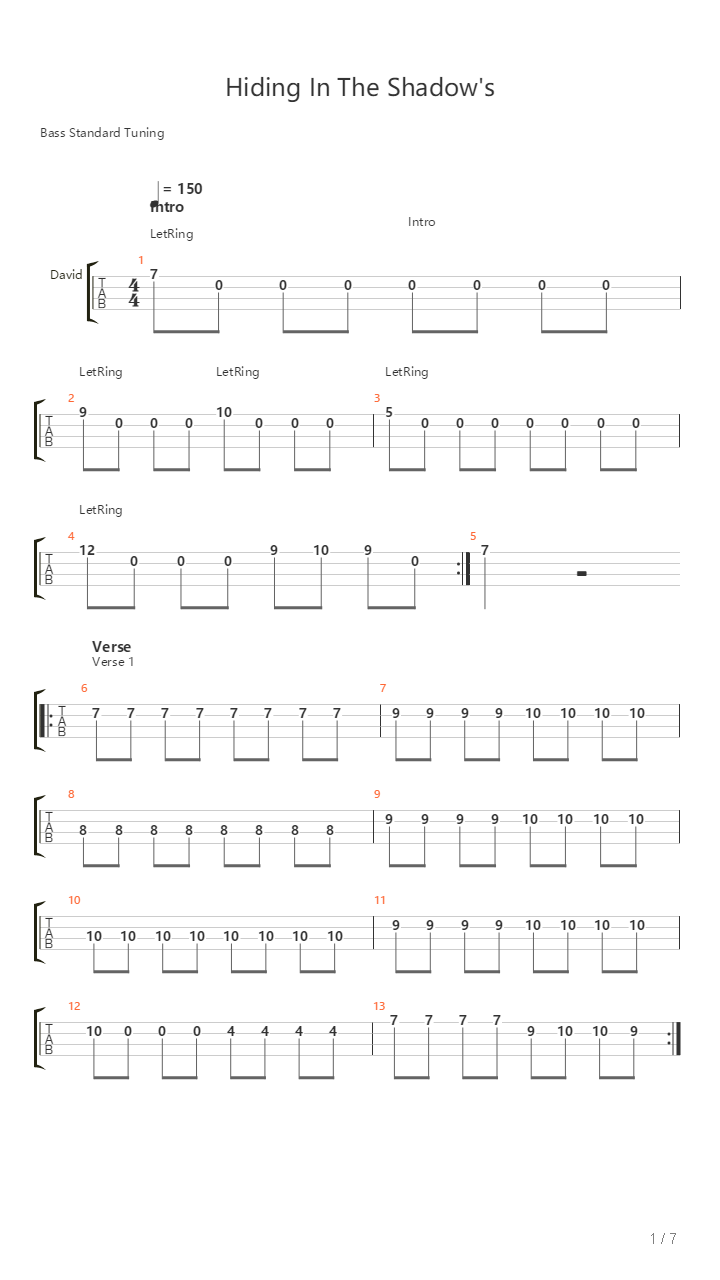 Hiding In The Shadows吉他谱