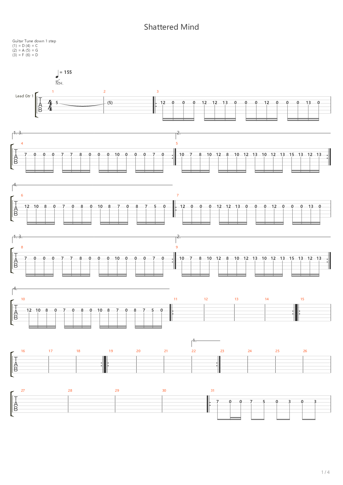 Shattered Mind吉他谱