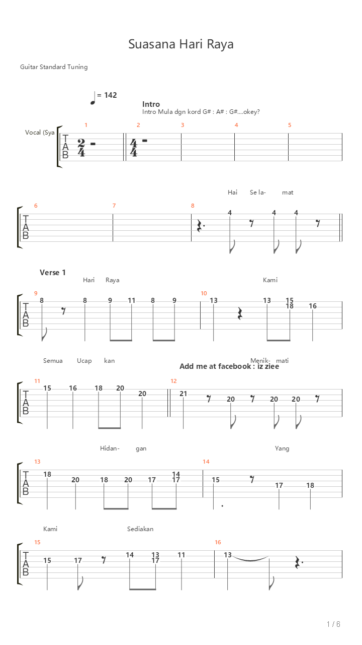 Suasana Hari Raya吉他谱