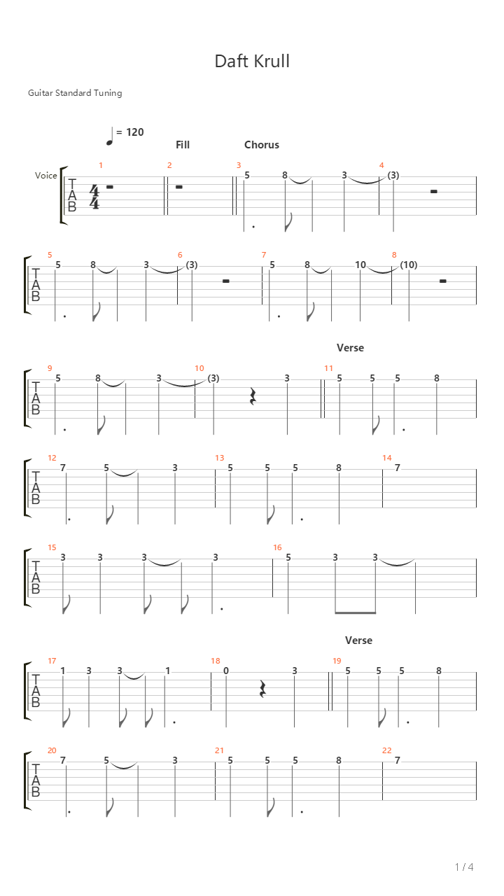 Daft Krull吉他谱