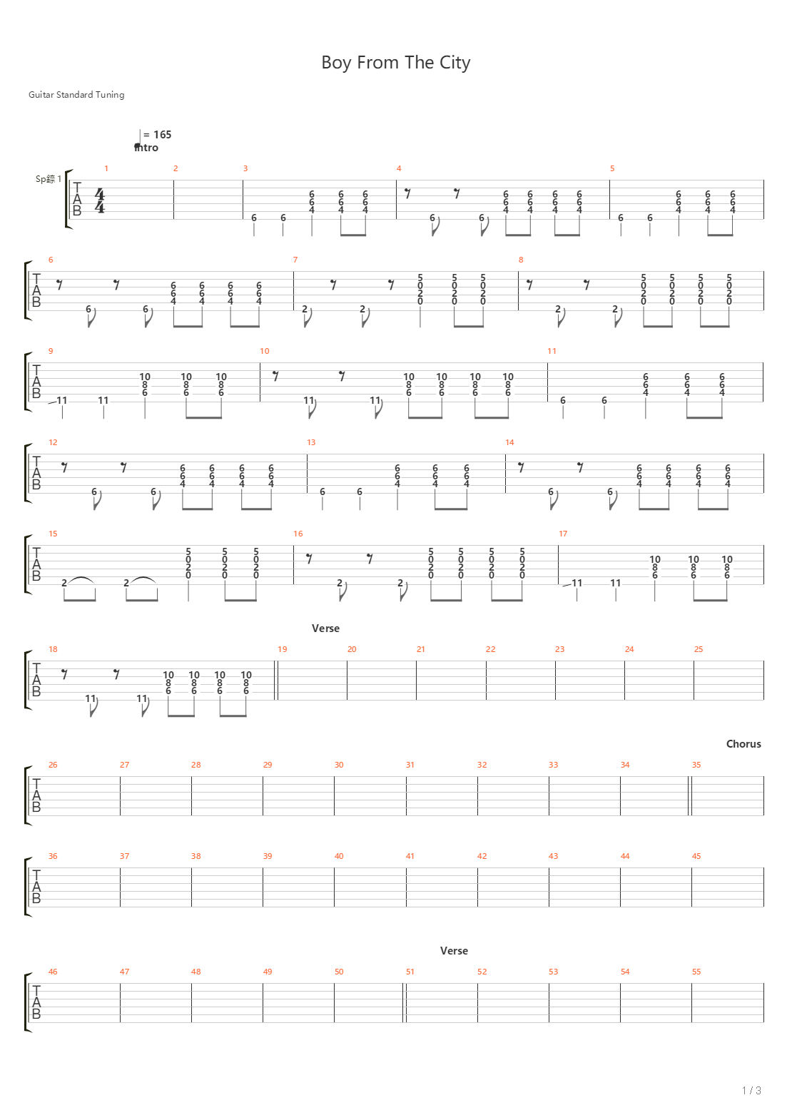 Boy From The City吉他谱