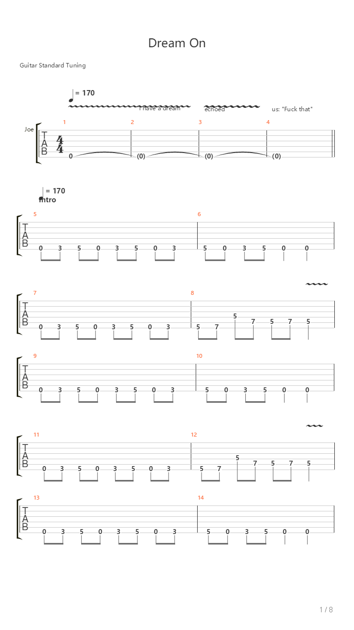 Dream On吉他谱