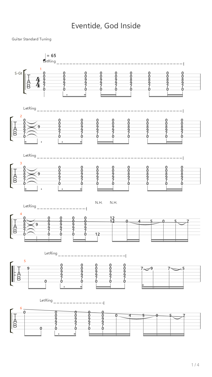 Eventide God Inside吉他谱