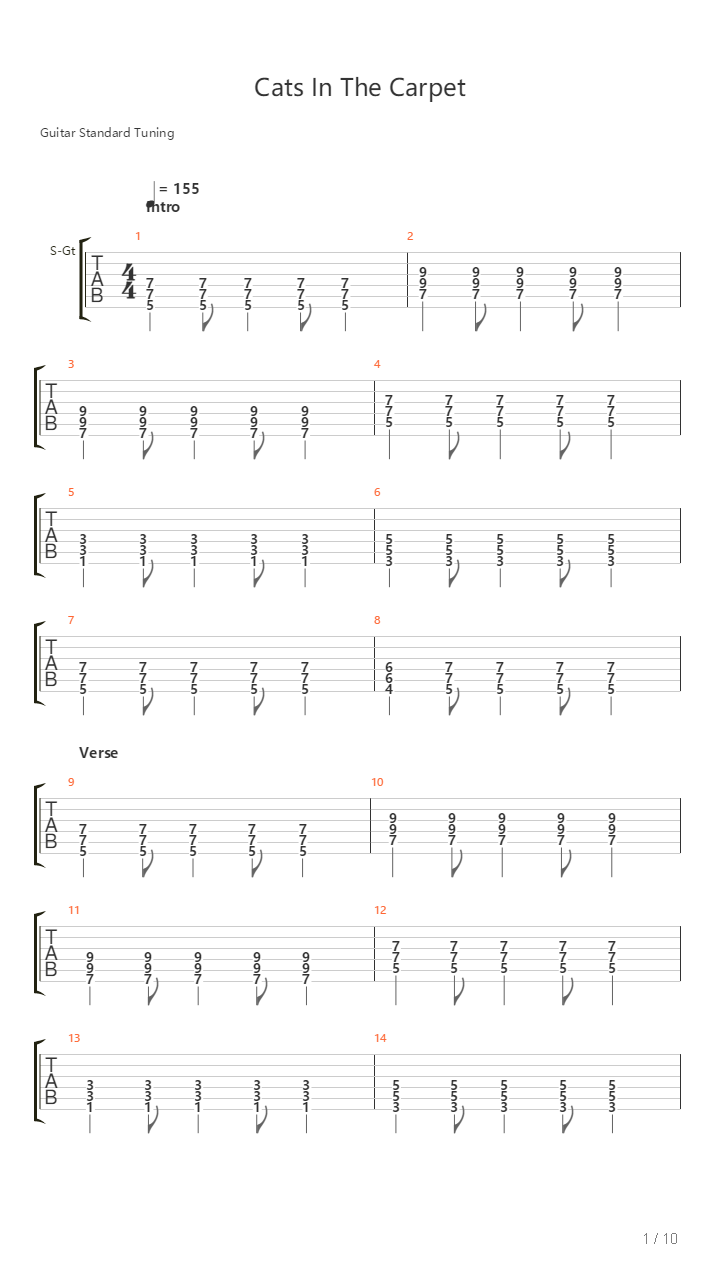 Cats In The Carpet吉他谱