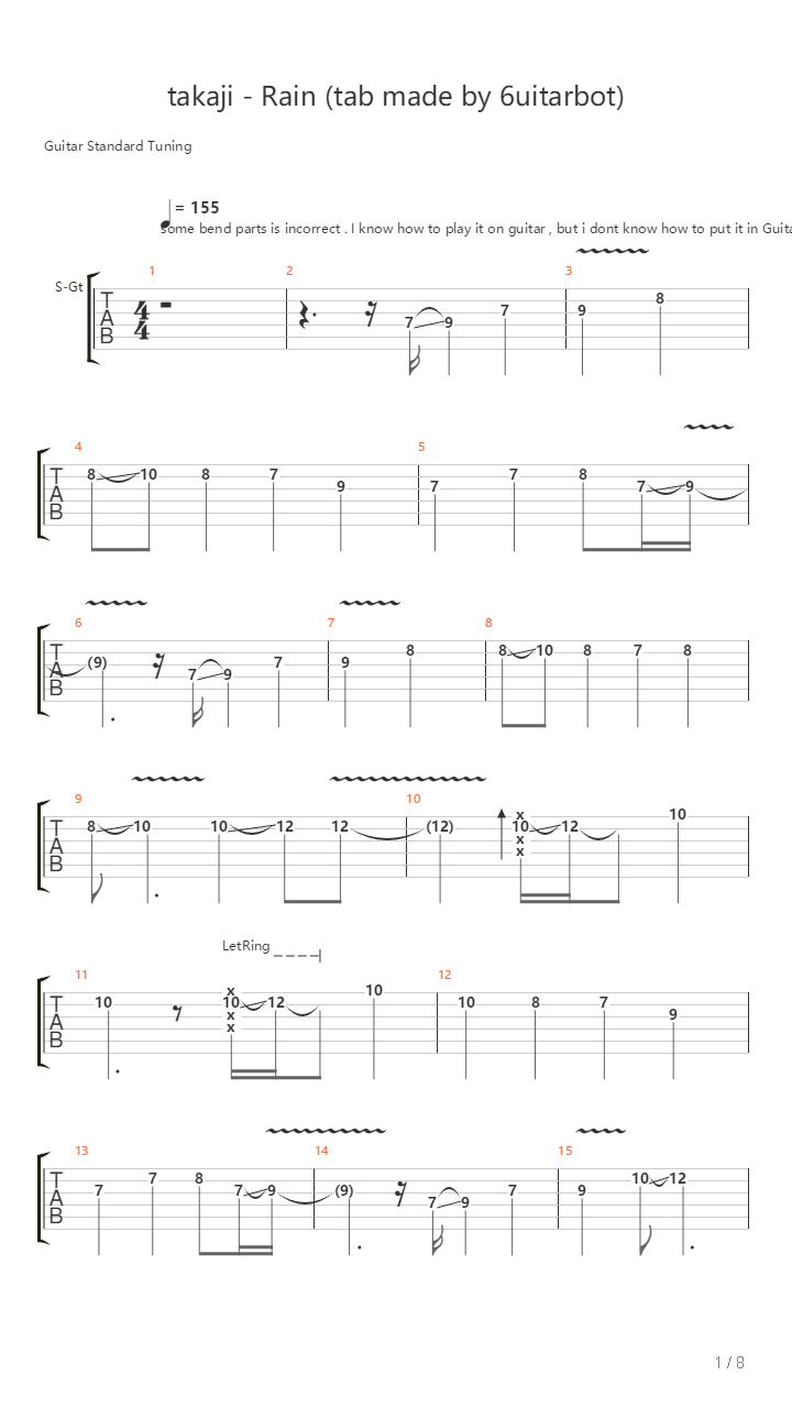 Rain吉他谱