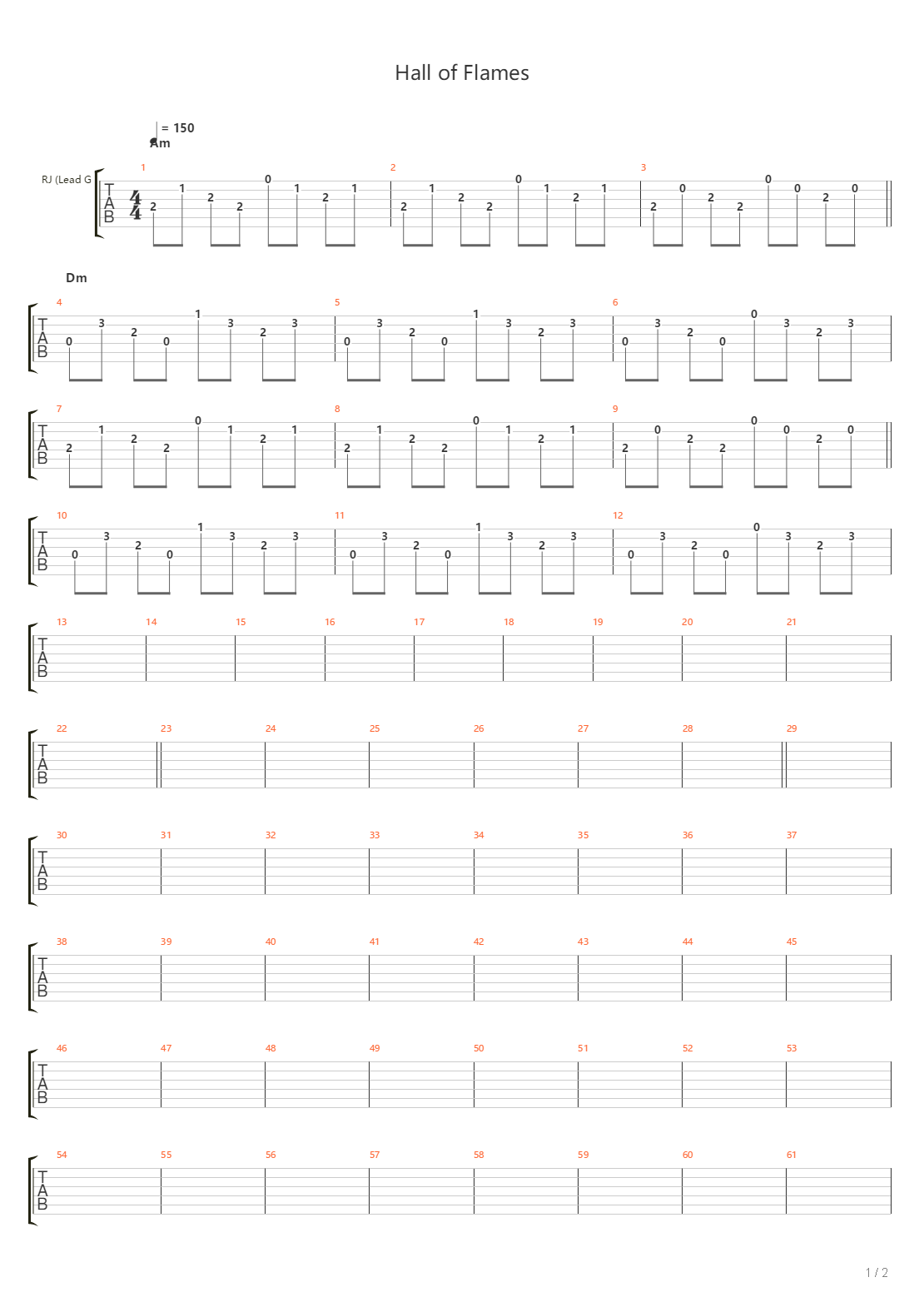 Hall Of Flames吉他谱