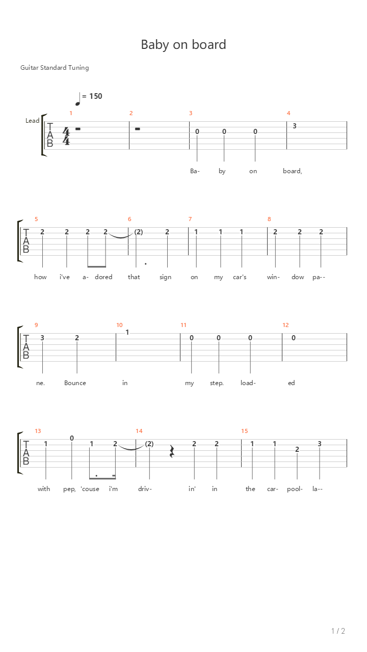 Baby On Board吉他谱