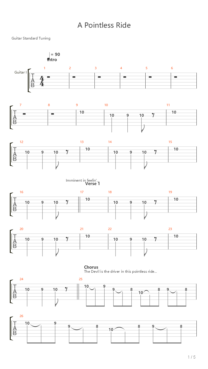 A Pointless Ride吉他谱