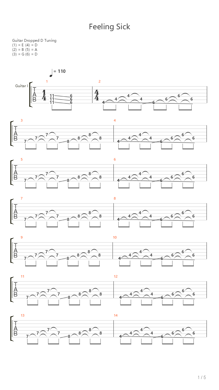 Feeling Sick吉他谱