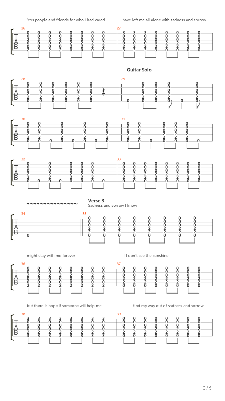 Sadness And Sorrow吉他谱