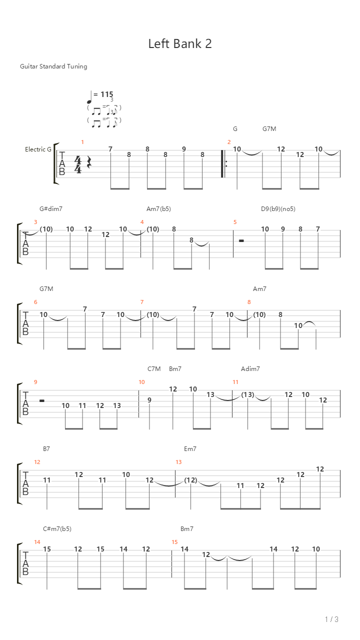Left Bank 2 Vision On Gallery Theme吉他谱