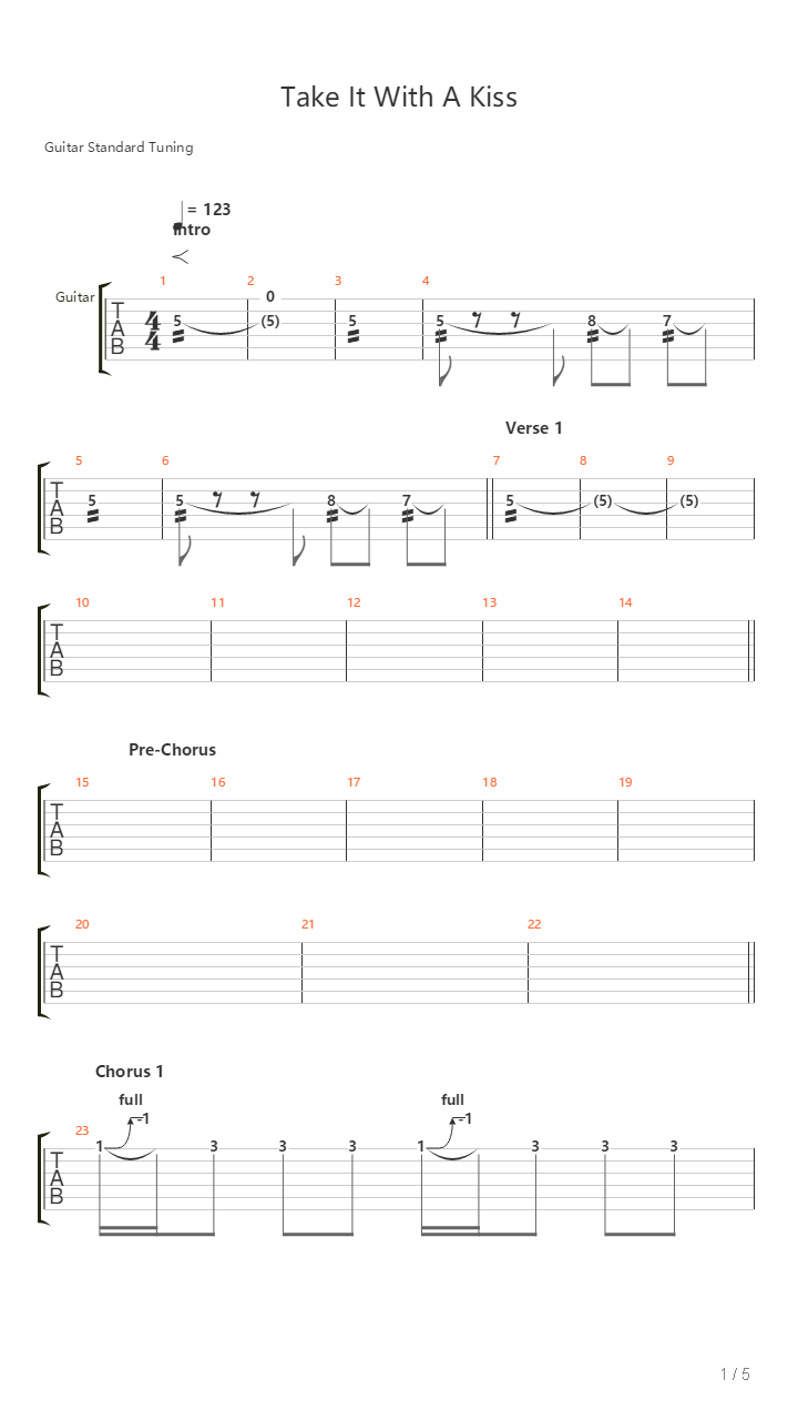 Take It With A Kiss吉他谱