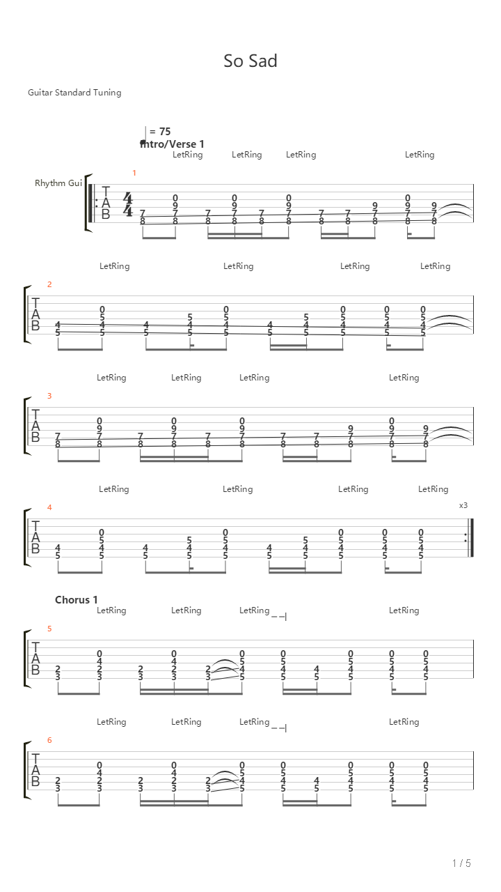 So Sad吉他谱