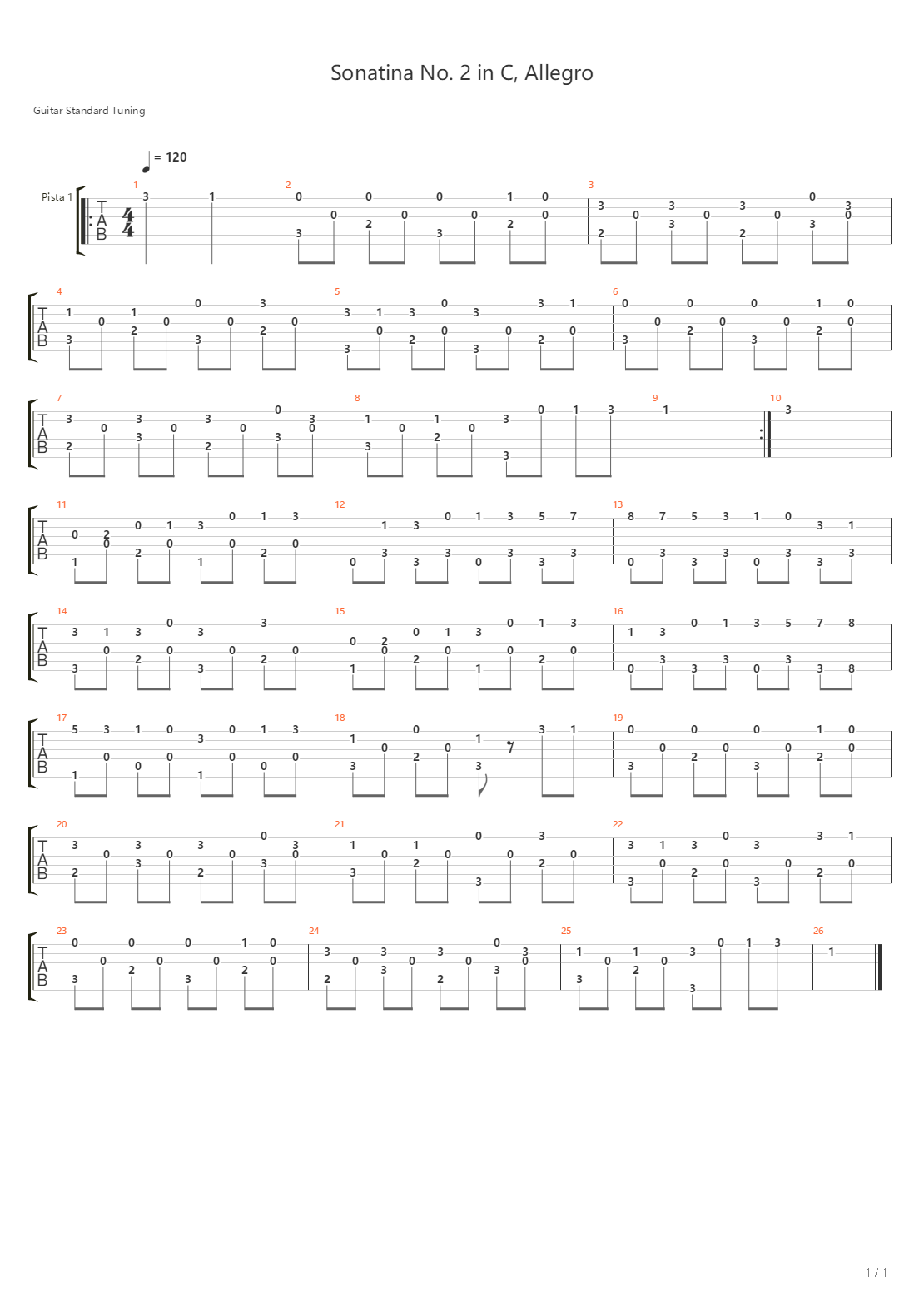 Sonatina No 2 In C吉他谱