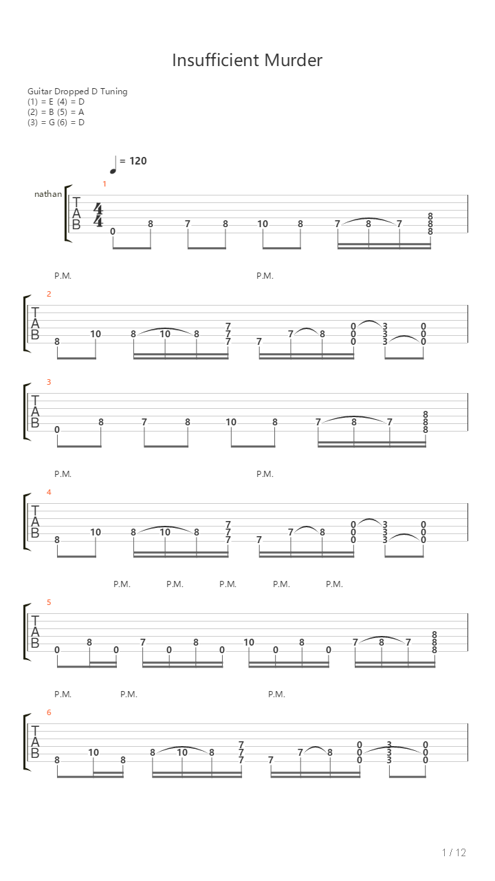 Insufficient Murder吉他谱