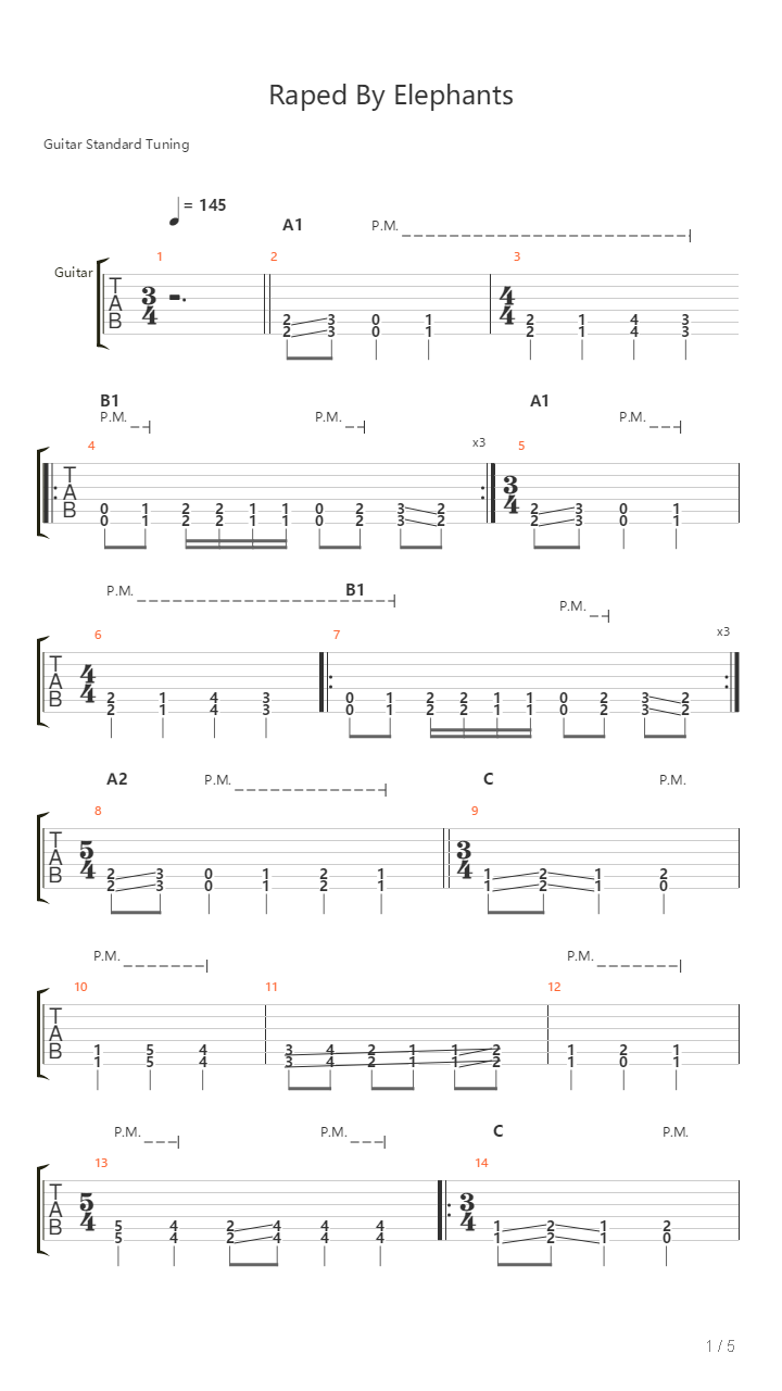 Raped By Elephants吉他谱