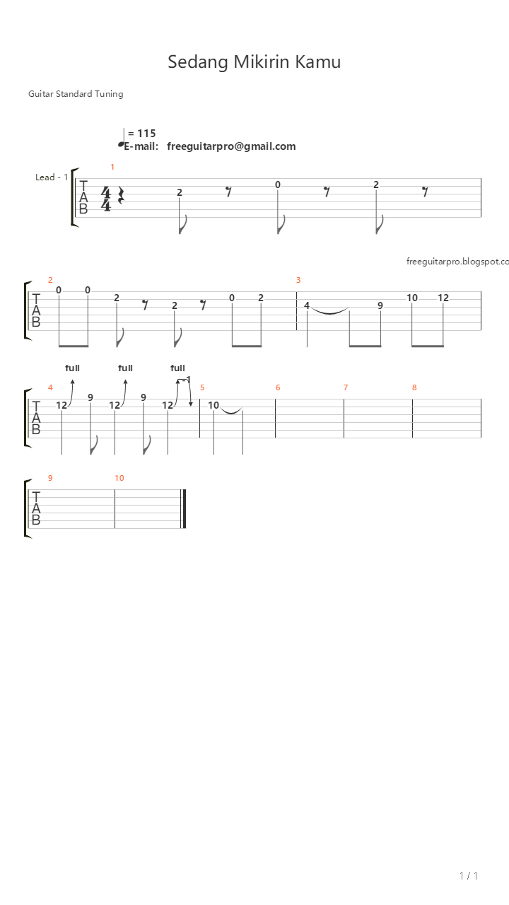 Sedang Mikirin Kamu吉他谱