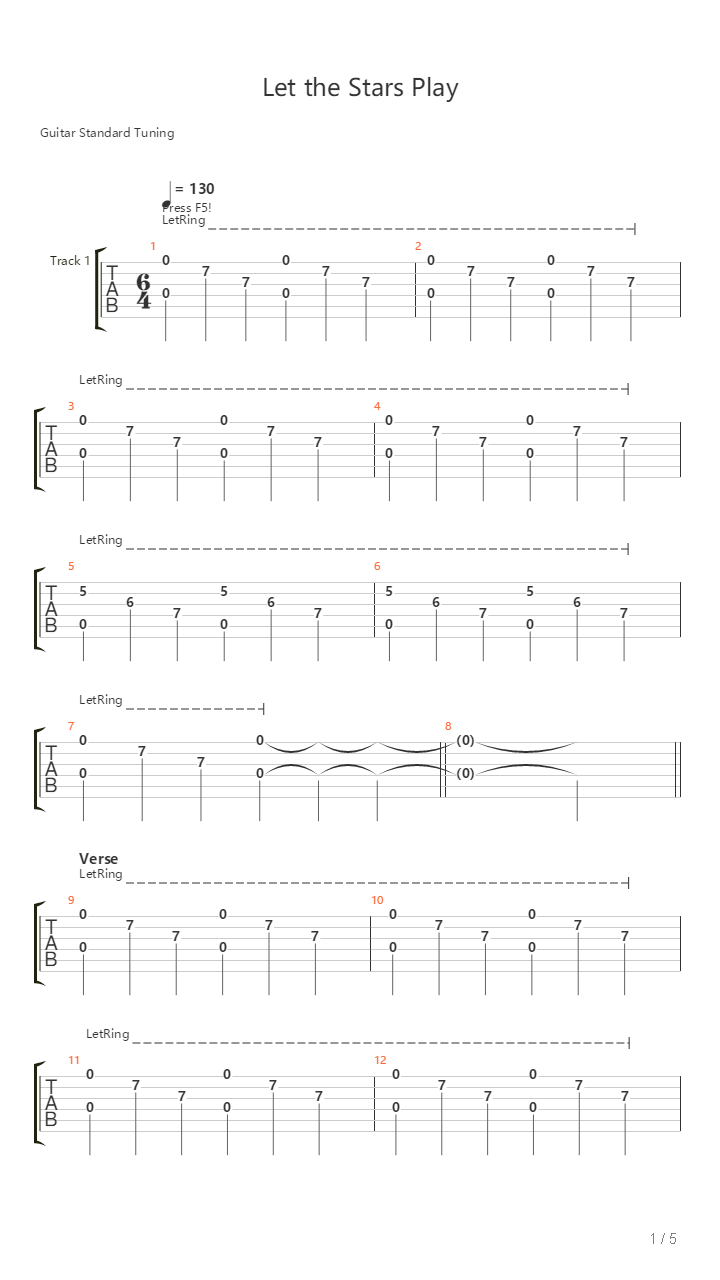 Let The Stars Play吉他谱
