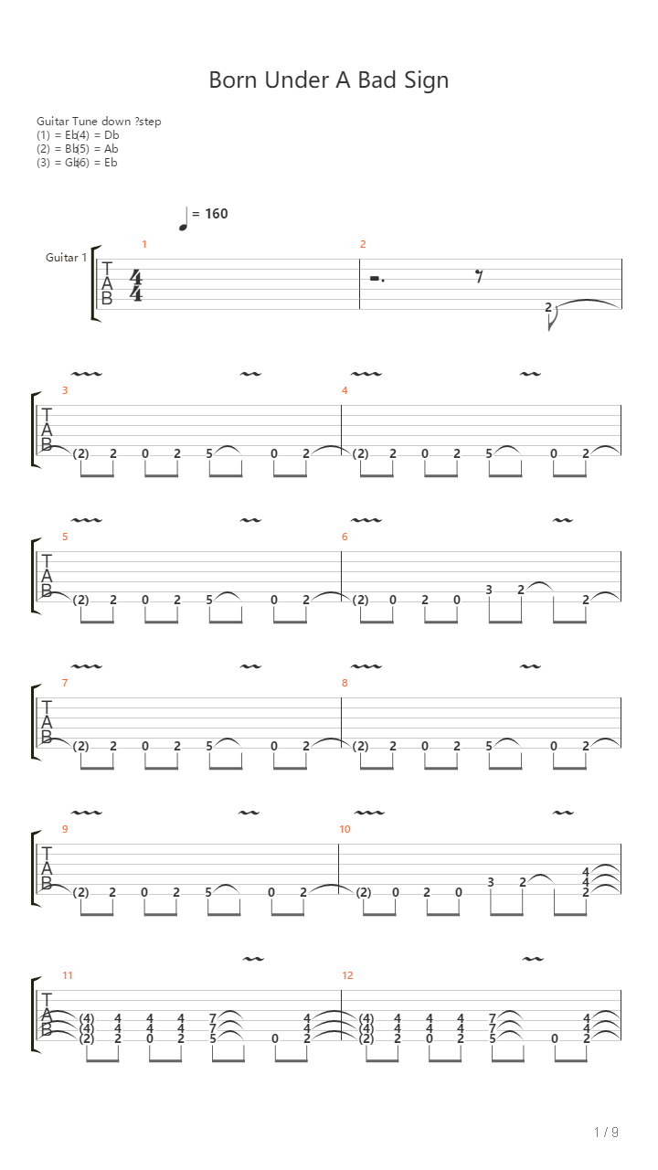 Born Under A Bad Sign吉他谱