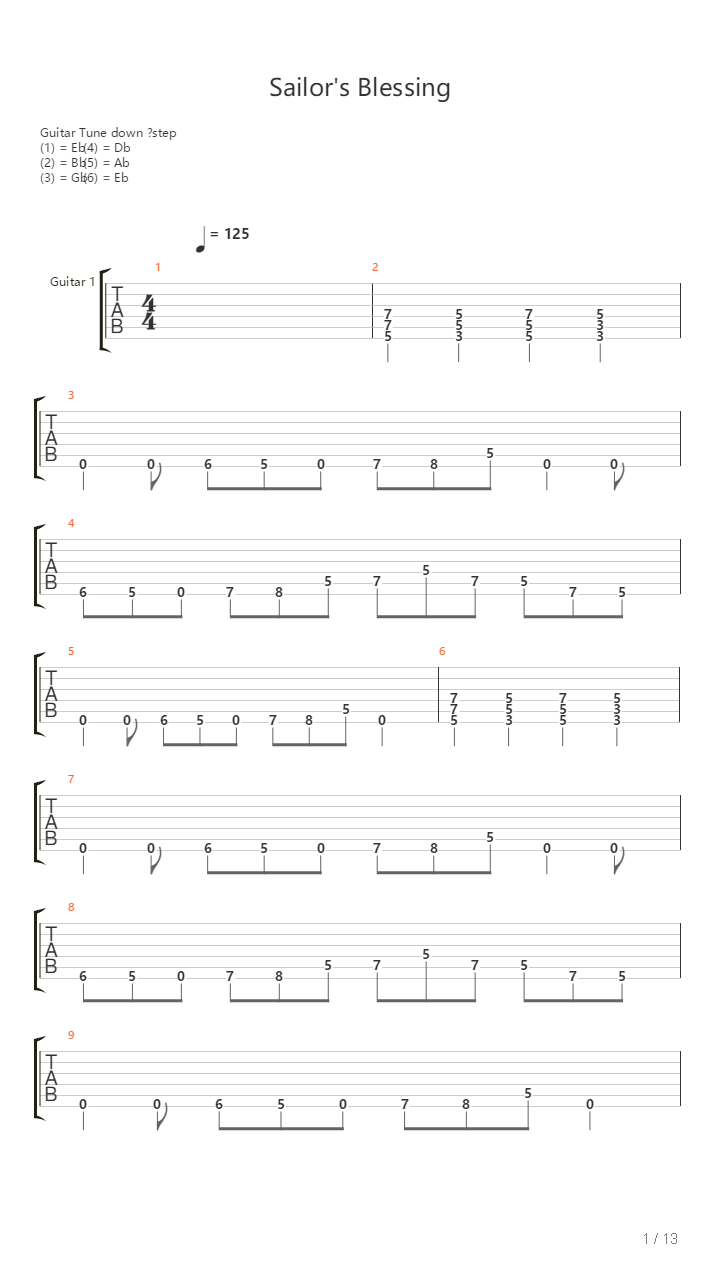 Sailors Blessing吉他谱