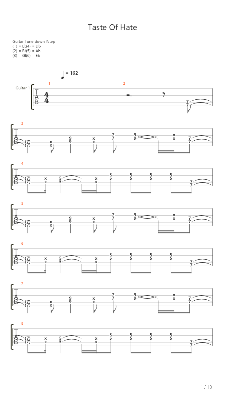 Taste Of Hate吉他谱