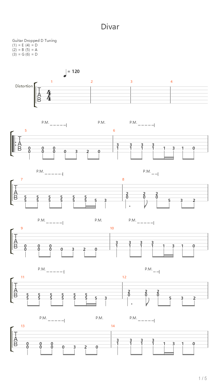 Divar吉他谱