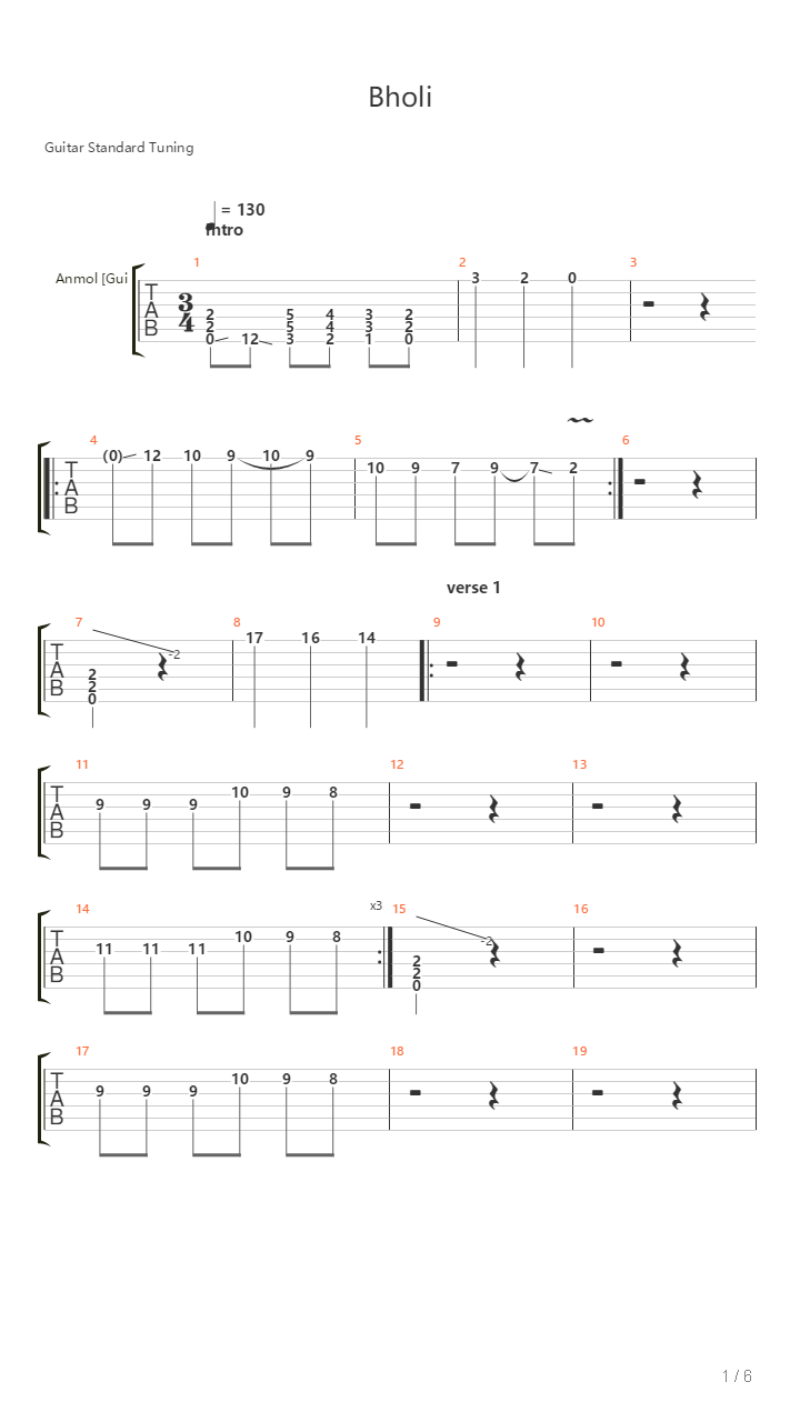 Bholi吉他谱