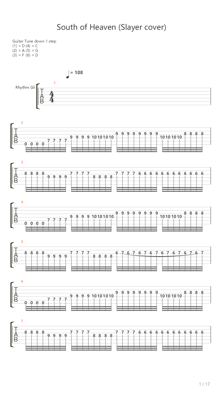 South Of Heaven吉他谱