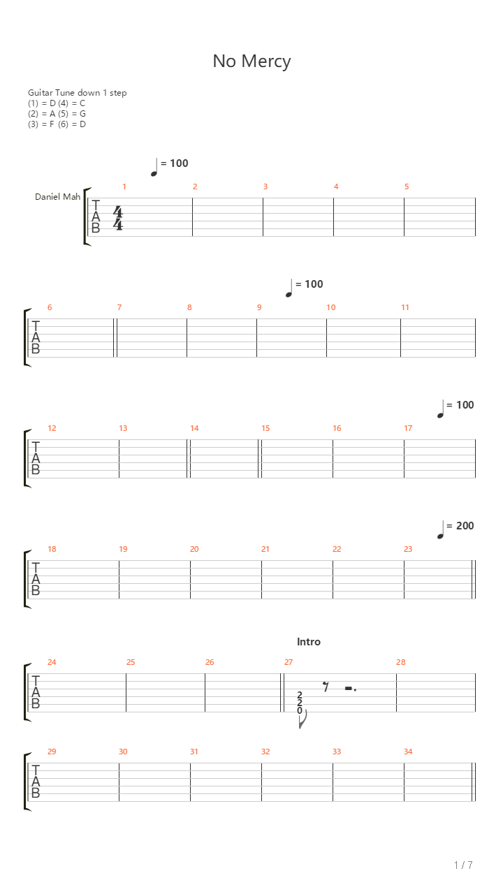 No Mercy吉他谱