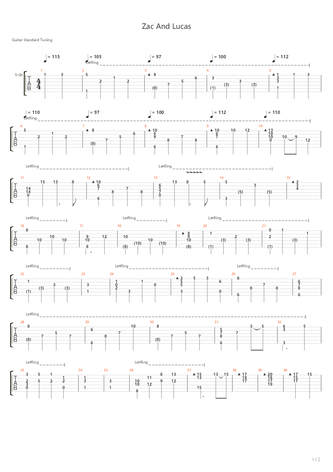 Zac And Lucas吉他谱