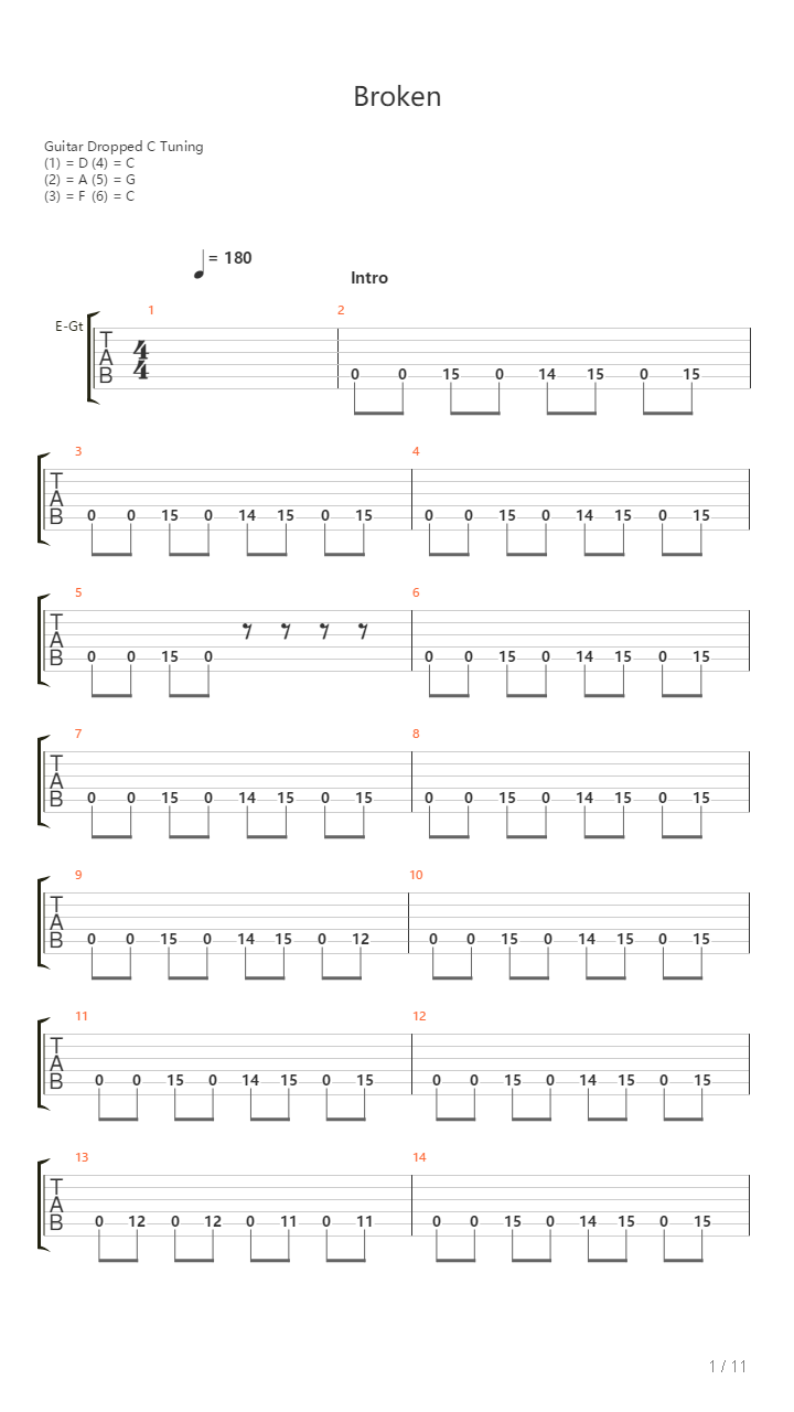 Broken吉他谱