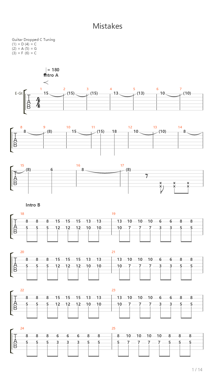 Mistakes吉他谱