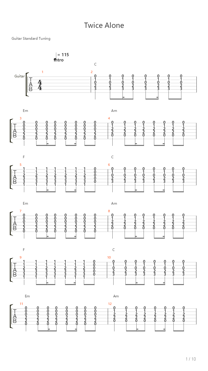 Twice Alone吉他谱