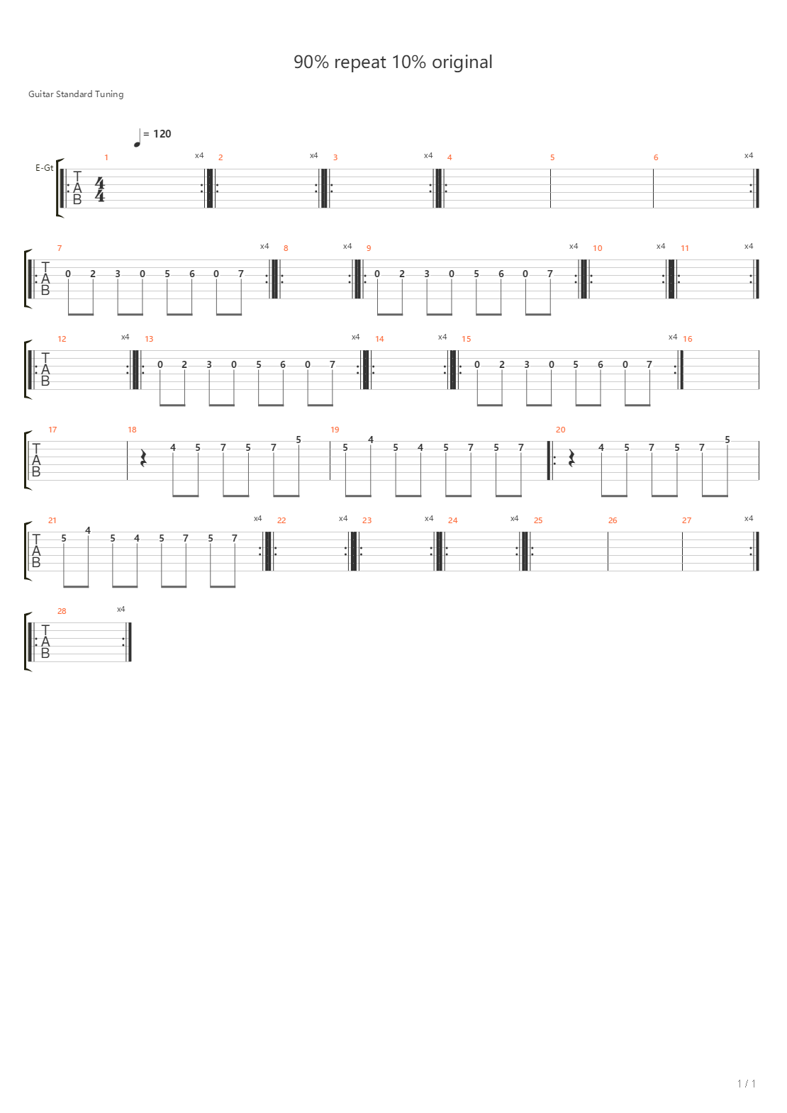 90 Repeat 10 Original吉他谱