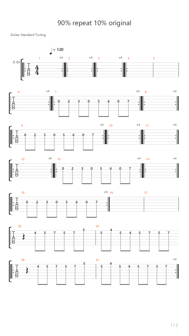 90 Repeat 10 Original吉他谱