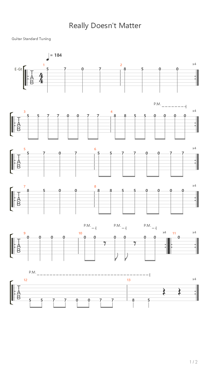 Really Doesnt Matter吉他谱