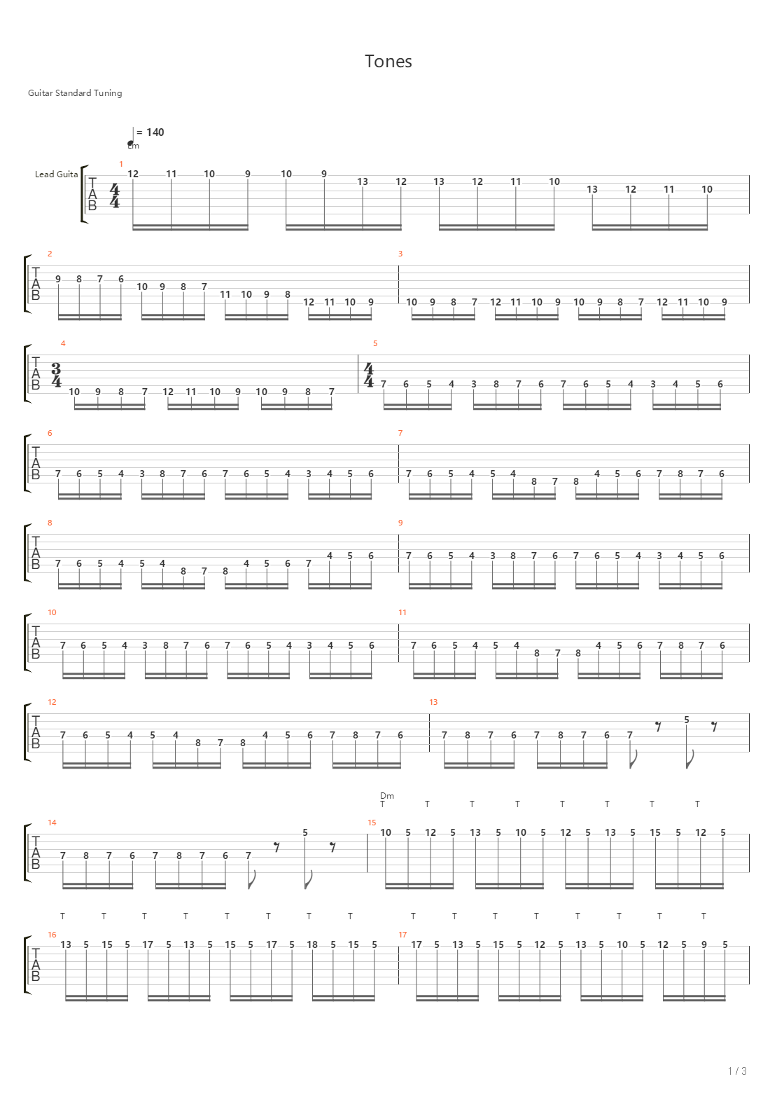 Tones吉他谱