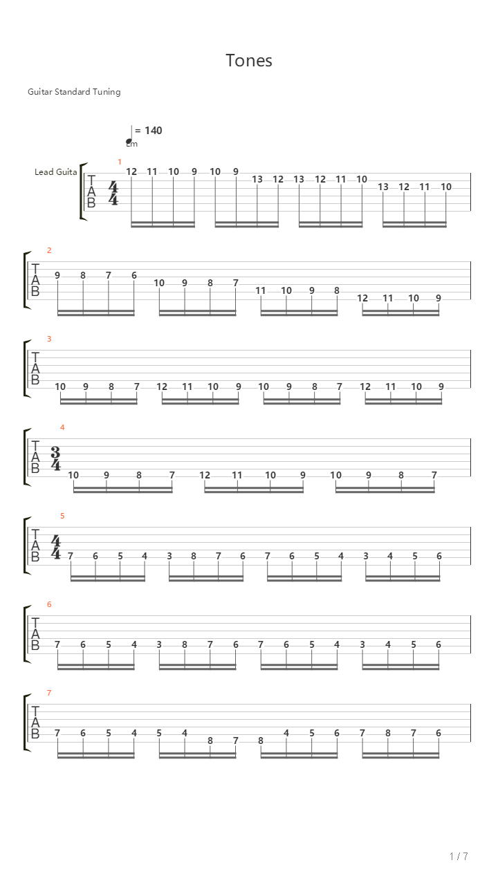 Tones吉他谱